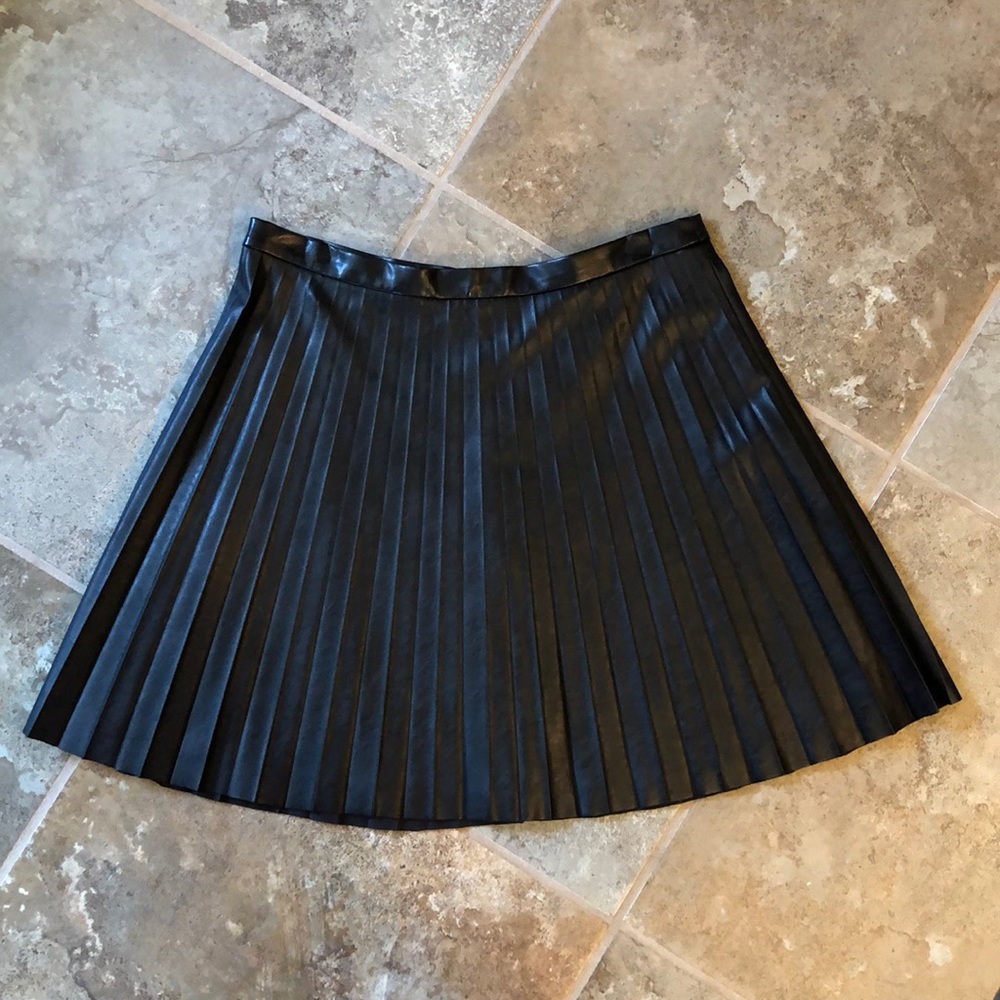 J. Crew Faux Leather, Pleated Skirt. Size 10